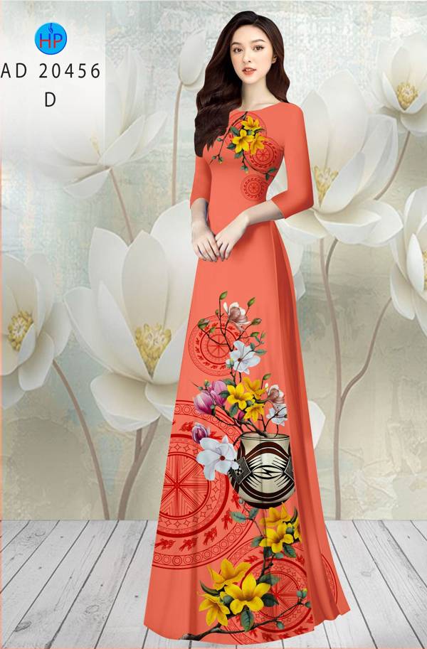 Vải Áo Dài Tết Hoa in 3D AD 20456 45